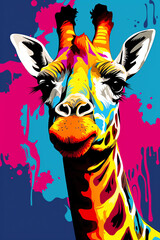Giraffe colorful graffiti pop art - Generative AI © mr_marcom