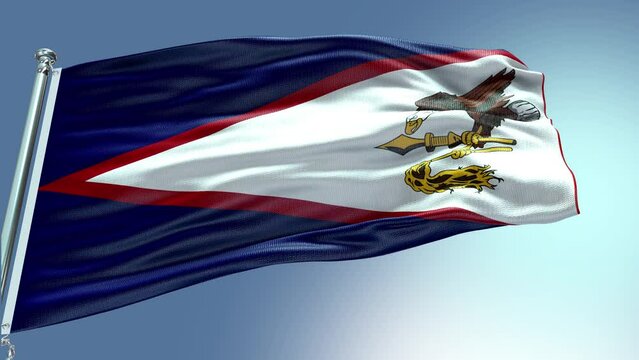 4k render American Samoa Flag video waving in wind Chromakey animation rendering