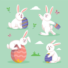 Easter Bunny And Eggs Character 