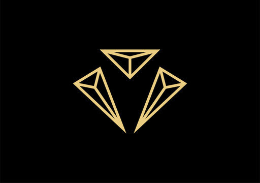 diamond on black background, Three elegant triangles converge, epitomizing a luxurious diamond's allure with timeless sophistication and opulence