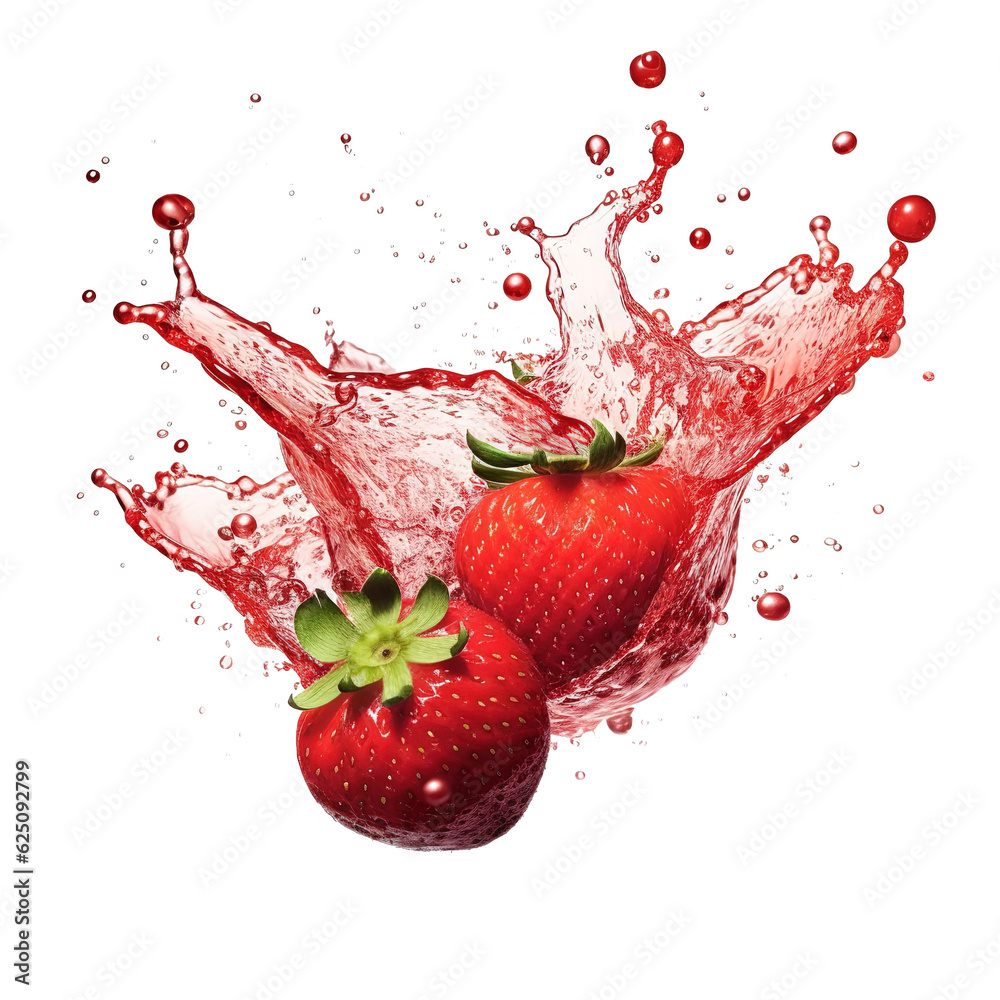 Canvas Prints Strawberries in a splash of juice