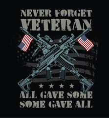 illustration of military cross riffle with american flag quotes