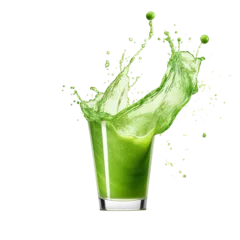 Abwaschbare Fototapete Green juice splashing out of a glass © Zaleman