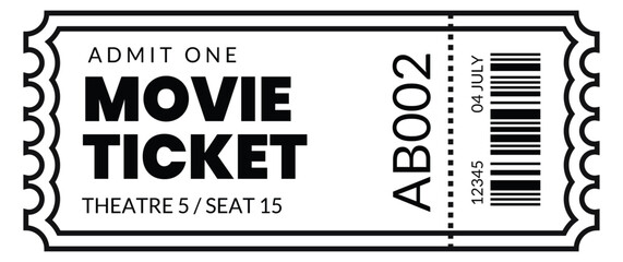 Fresh design Ticket Vector template for invitation, cinema, event, concert, music festival, movie festival, show, performance, etc.