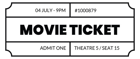 Fresh design Ticket Vector template for invitation, cinema, event, concert, music festival, movie festival, show, performance, etc.