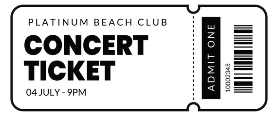 Fresh design Ticket Vector template for invitation, cinema, event, concert, music festival, movie festival, show, performance, etc.