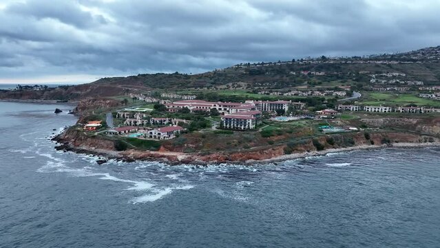California Luxury Oceanfront Terranea Resort, overlooking Pacific Ocean, aerial