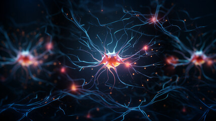 Artificial neural network. Computer intelligence based on the nerve cells of the human brain. 3D illustration