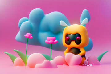 Fototapeta premium a bee farmer who grows flowers. Generative AI
