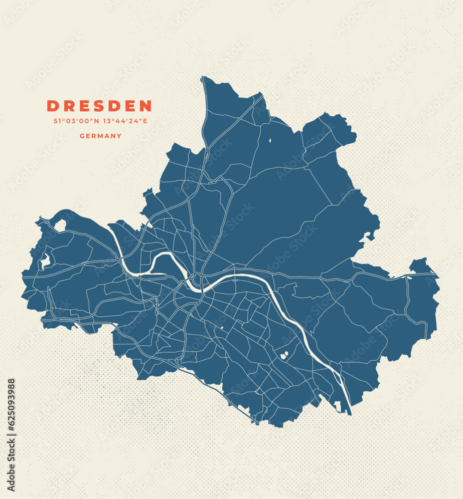 Wall mural Dresden - Germany map vector poster flyer	