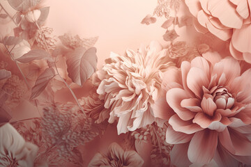 delicate pink flowers background for design. generative AI