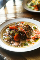 Grilled trout with caviar sauce