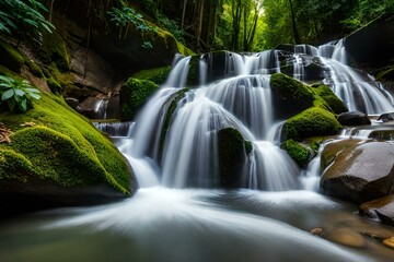 waterfall in the forest Generated with AI