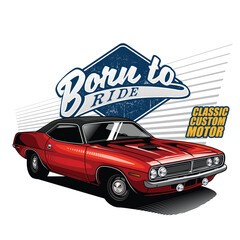 red classic car vector illustration