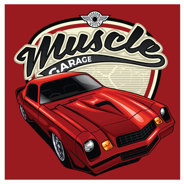 red classic car vector illustration