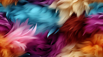 Multicolored feathers close-up. Feather texture for design