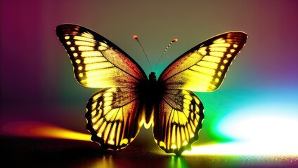 Colorful butterfly, close up, bokeh background. Generative AI