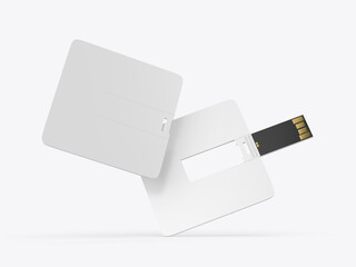 Generic Plain Credit Card Type USB Pen Drive. Blank 3d illustration.
