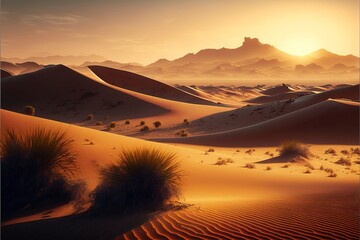 Fototapeta na wymiar sunrise in the desert. Generative AI