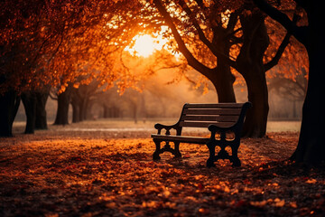 bench in autumn park