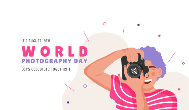 Banner for world photography day, vector illustration