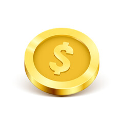Gold coin. Money isolated on a white background. Vector illustration.