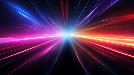 Abstract background with colorful spectrum, neon rays and glowing lines - AI Generated