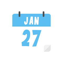 january 27th calendar icon on transparent background