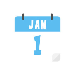 january 1st calendar icon on transparent background