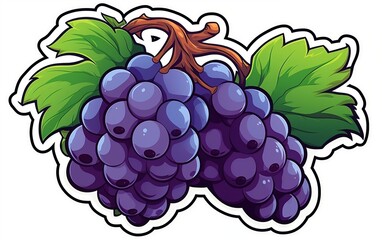 Grapes Die Cut Sticker on white Background