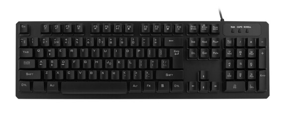 Black keyboard on white background