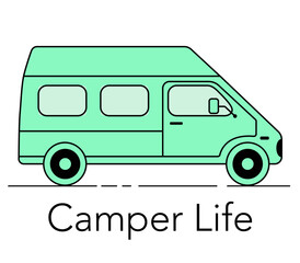 Vector illustration of a camper. Motorhome. Camper life
