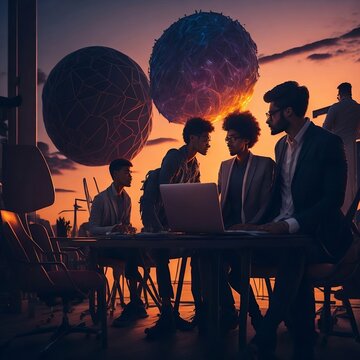 meeting at sunset