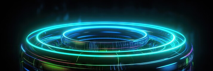 Fototapeta na wymiar Abstract futuristics background with glowing circles. Generative AI