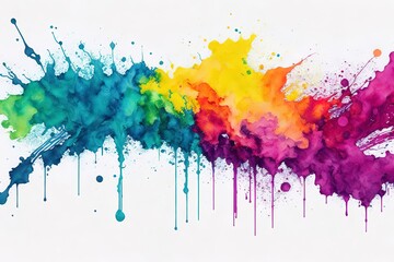 colorful splashes on white, Abstract rainbow color colorful painting. Generative AI