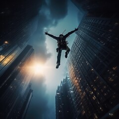 Jumper leaping photo realistic illustration - Generative AI.