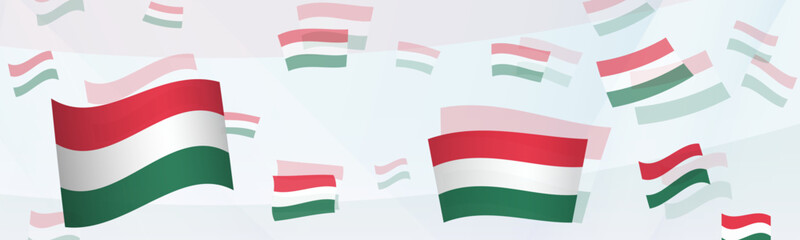 Hungary flag-themed abstract design on a banner. Abstract background design with National flags.