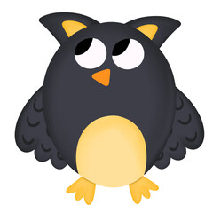 cute halloween black owl hawk