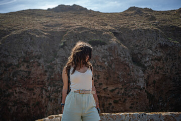 The tourist girl on The Berlengas for the first time