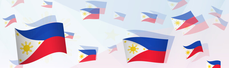 Philippines flag-themed abstract design on a banner. Abstract background design with National flags.