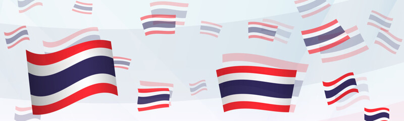 Thailand flag-themed abstract design on a banner. Abstract background design with National flags.