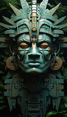 Dynamic photorealistic hyper detail photograph of mayan art. ai generative