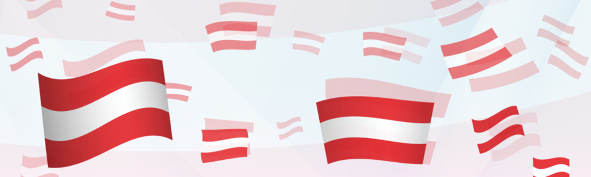 Austria flag-themed abstract design on a banner. Abstract background design with National flags.