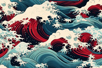 Soothing waves dance, an ocean's embrace, seamless, Generative AI