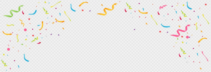 Fotobehang colorful confetti border frame png vector illustration. birthday parties, festivals, confetti, background, celebration cards, anniversaries, celebrations. © sororom design