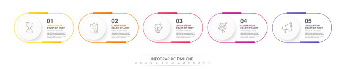 Fototapeta na wymiar Line vector minimal infographic with four circles. Modern timeline business concept with 4 steps by step for diagram, chart, flowchart, levels, graphic, app, web