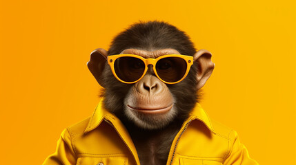 monkey wearing sunglasses made with generative AI - obrazy, fototapety, plakaty