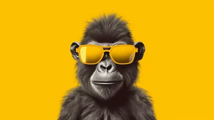 Foto auf Alu-Dibond monkey with sunglasses made with generative AI © Achochelu