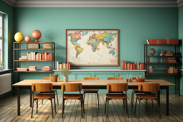 school classroom with supplies, Generative AI