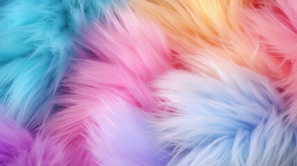 multicolored faux fur rainbow gradient. Generative AI